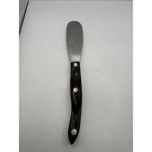 Cutco USA 1768 Serrated Spatula Spreader Knife Classic Brown Swirl Handle 1989